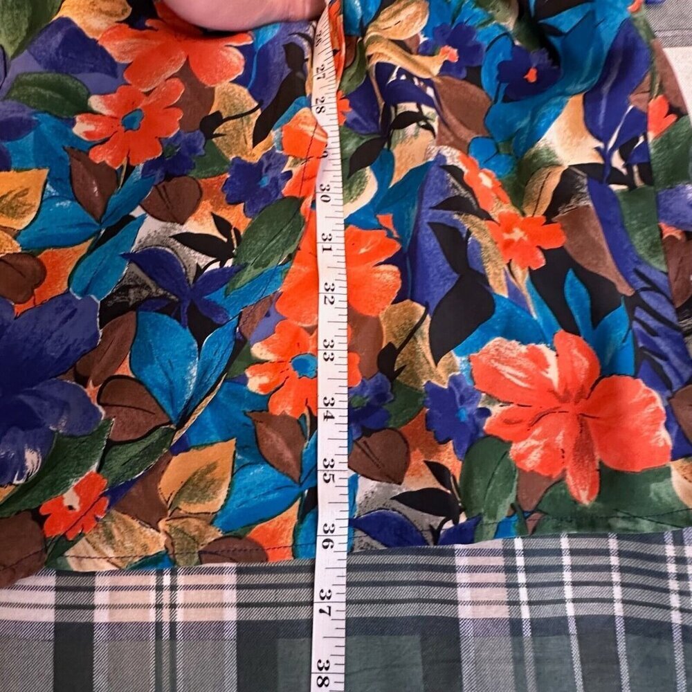 Vintage Express Skirt Womens Sz 9 Silk Blue Multicolor Floral Wrap Maxi Y2K 90s - Picture 12 of 12